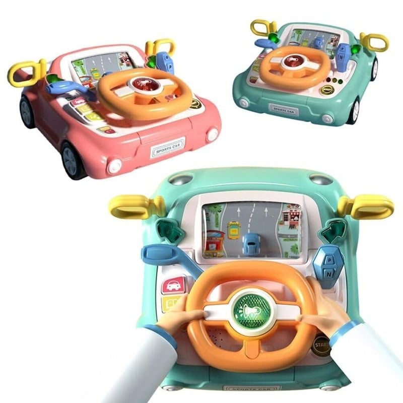 Knick Knack Steering Wheel Baby Racing Car with Realistic Sound and Light Interactive Learning Simulation Driving Toy for Children Aged 3+ - Image 1